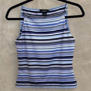 Express Women's Striped Blue Tank Top